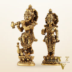 Elegant Brass Radha Krishna Idols – Handcrafted Superfine Statues for Home Temples 7"