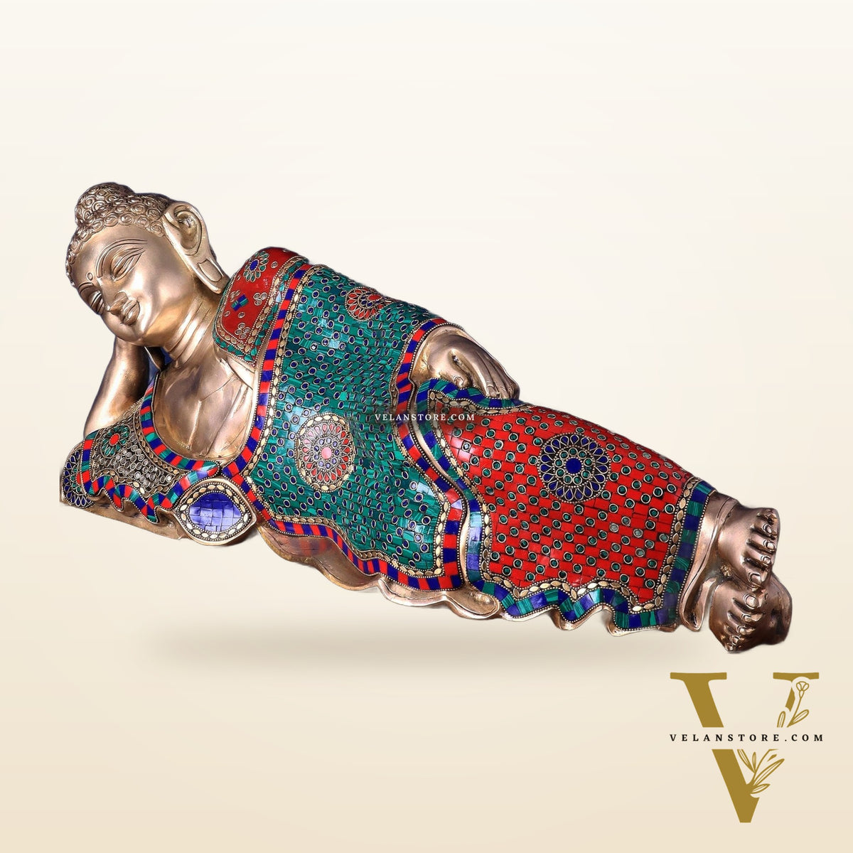 Elegant Brass Resting Buddha Statue  29"