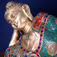 Elegant Brass Resting Buddha Statue  29"