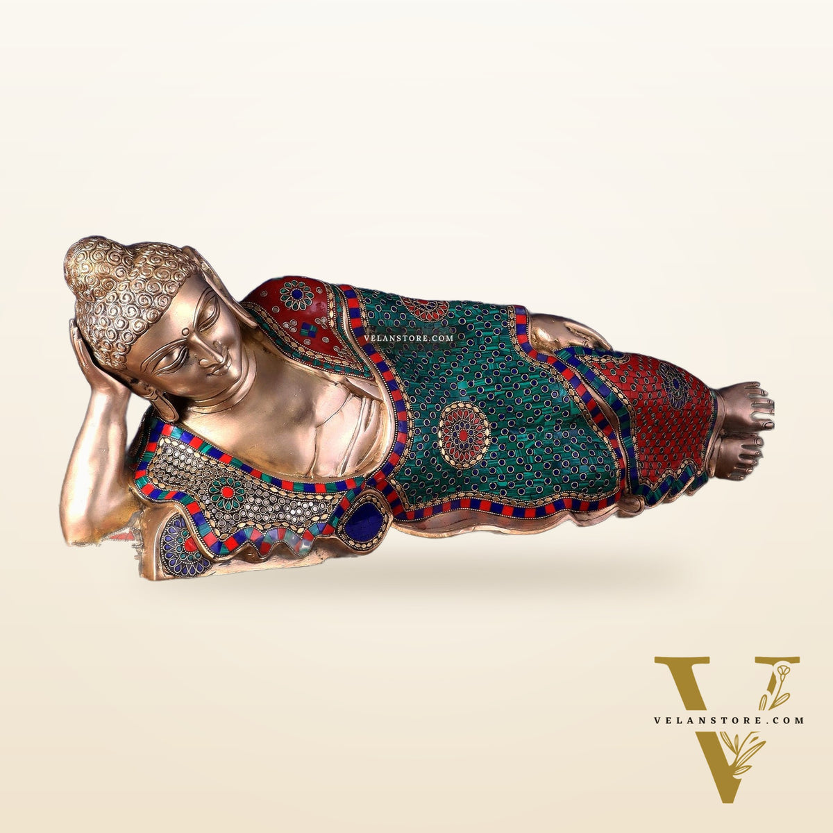 Elegant Brass Resting Buddha Statue  29"