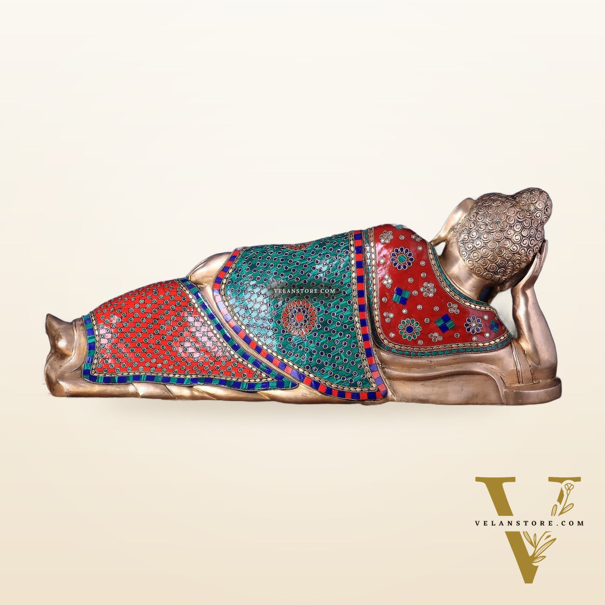 Elegant Brass Resting Buddha Statue  29"