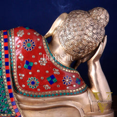 Elegant Brass Resting Buddha Statue  29"