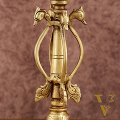 Elegant Brass Shankh Chakra vilakku Lamps - | 15 inch