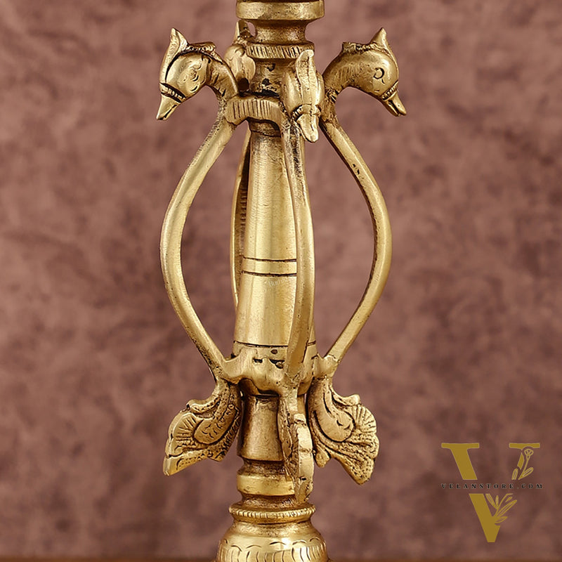 Elegant Brass Shankh Chakra vilakku Lamps - | 15 inch