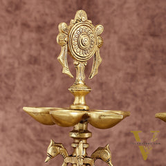 Elegant Brass Shankh Chakra vilakku Lamps - | 15 inch