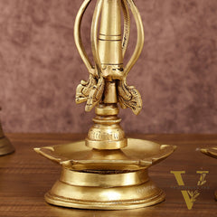 Elegant Brass Shankh Chakra vilakku Lamps - | 15 inch