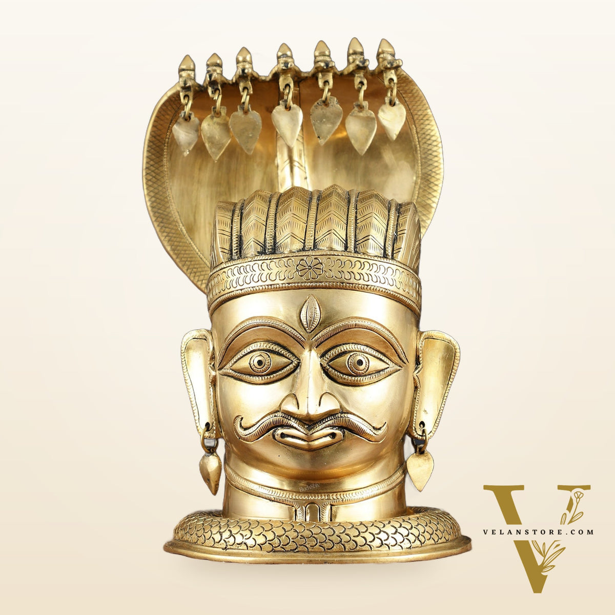 Elegant Brass Shiva with Mukhalingam and Naga Aura Statue – 13" Height