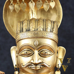 Elegant Brass Shiva with Mukhalingam and Naga Aura Statue – 13" Height
