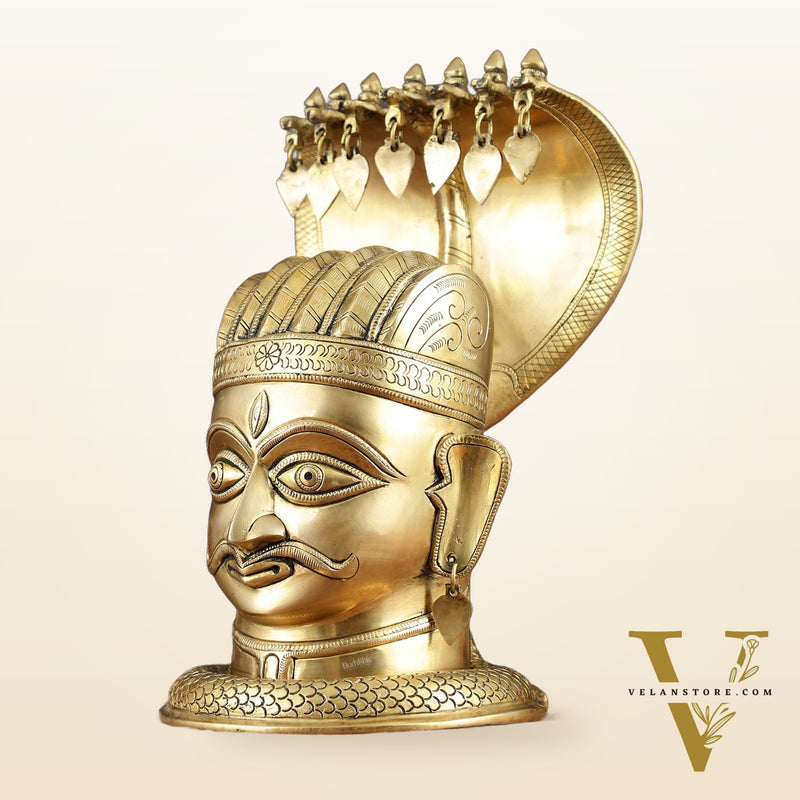 Elegant Brass Shiva with Mukhalingam and Naga Aura Statue – 13" Height