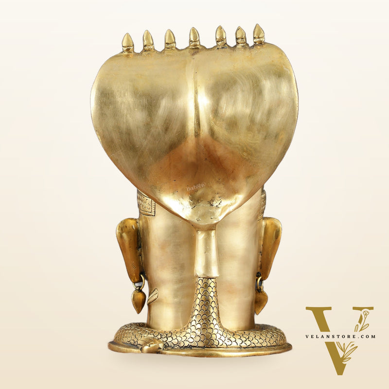Elegant Brass Shiva with Mukhalingam and Naga Aura Statue – 13" Height