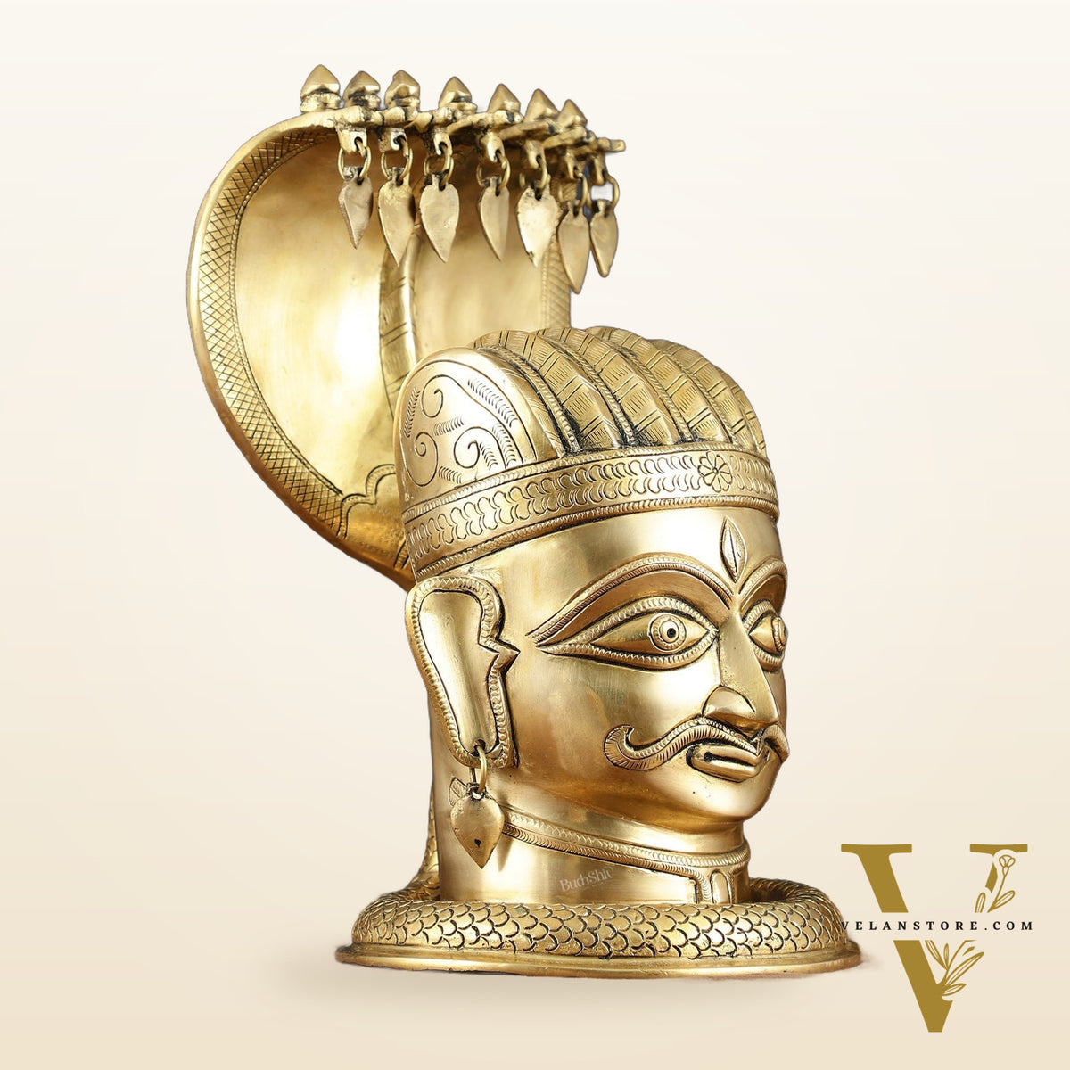Elegant Brass Shiva with Mukhalingam and Naga Aura Statue – 13" Height