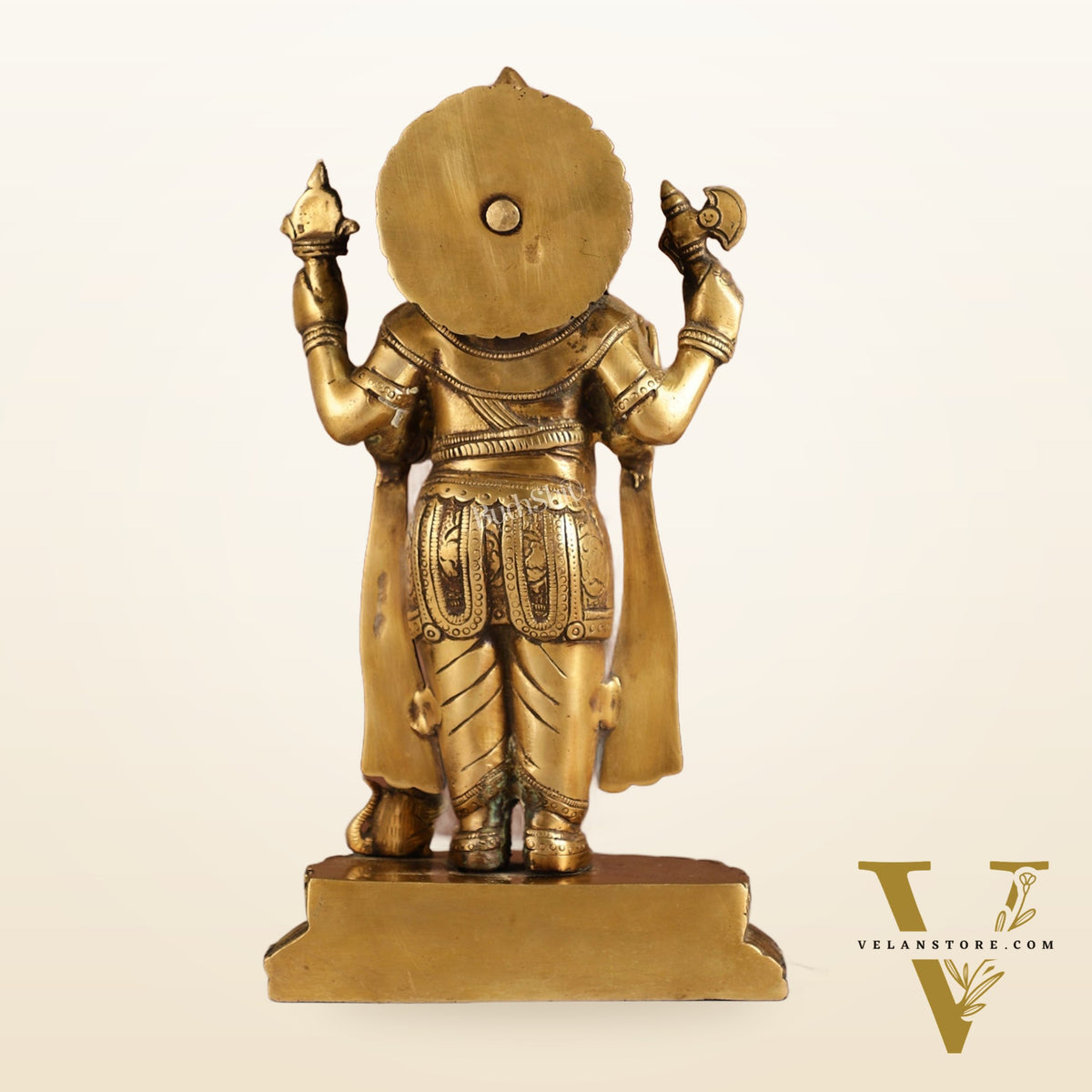 Elegant Brass Standing Blessing Ganesha Idol with 4 Arms - 12 Inch