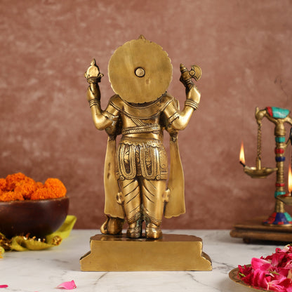 Elegant Brass Standing Blessing Ganesha Idol with 4 Arms - 12 Inch