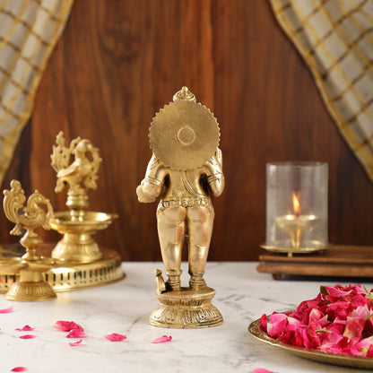 Elegant Brass Standing Ganesha with Modak | 9.5" Height
