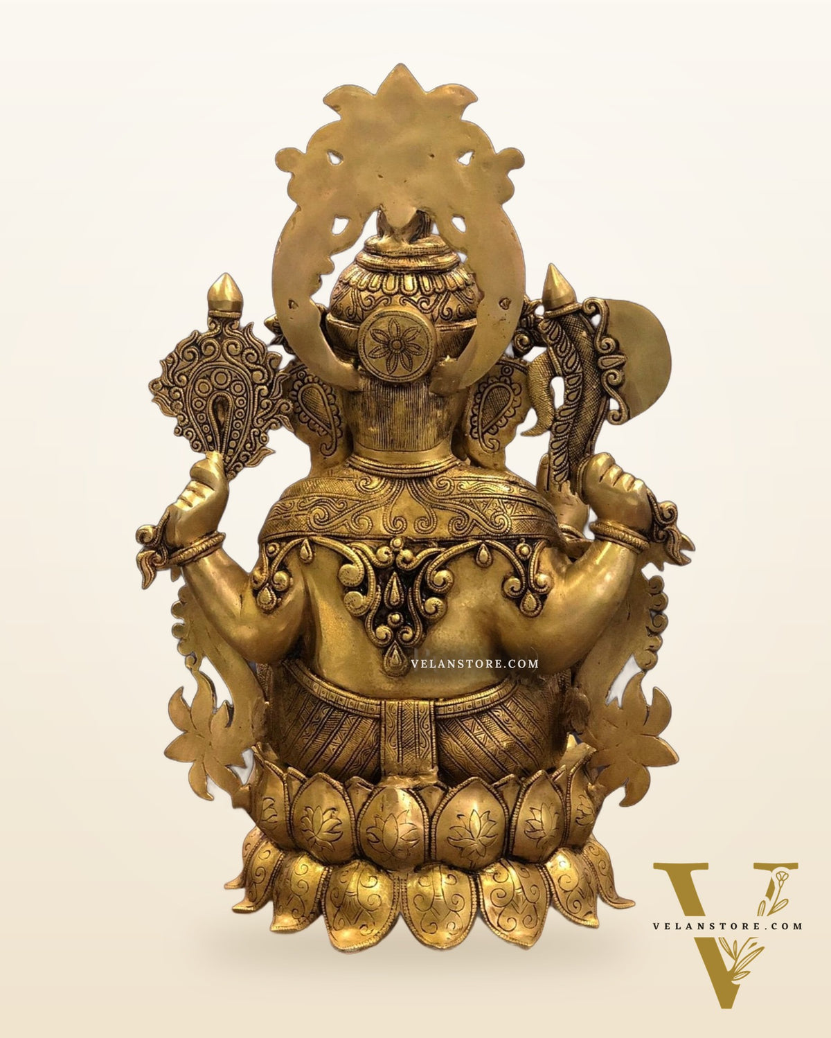 Elegant Brass Superfine Lord Ganesha Idol with Lotus - 23.5"