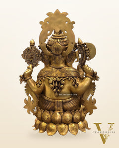Elegant Brass Superfine Lord Ganesha Idol with Lotus - 23.5"