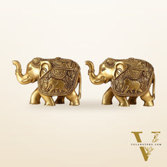 Elegant Pair of Brass Elephants - 7 inch