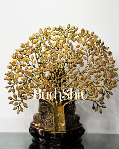 Elegant Pure Brass Buddha Statue with Kalpavriksha - 25.5 Inches
