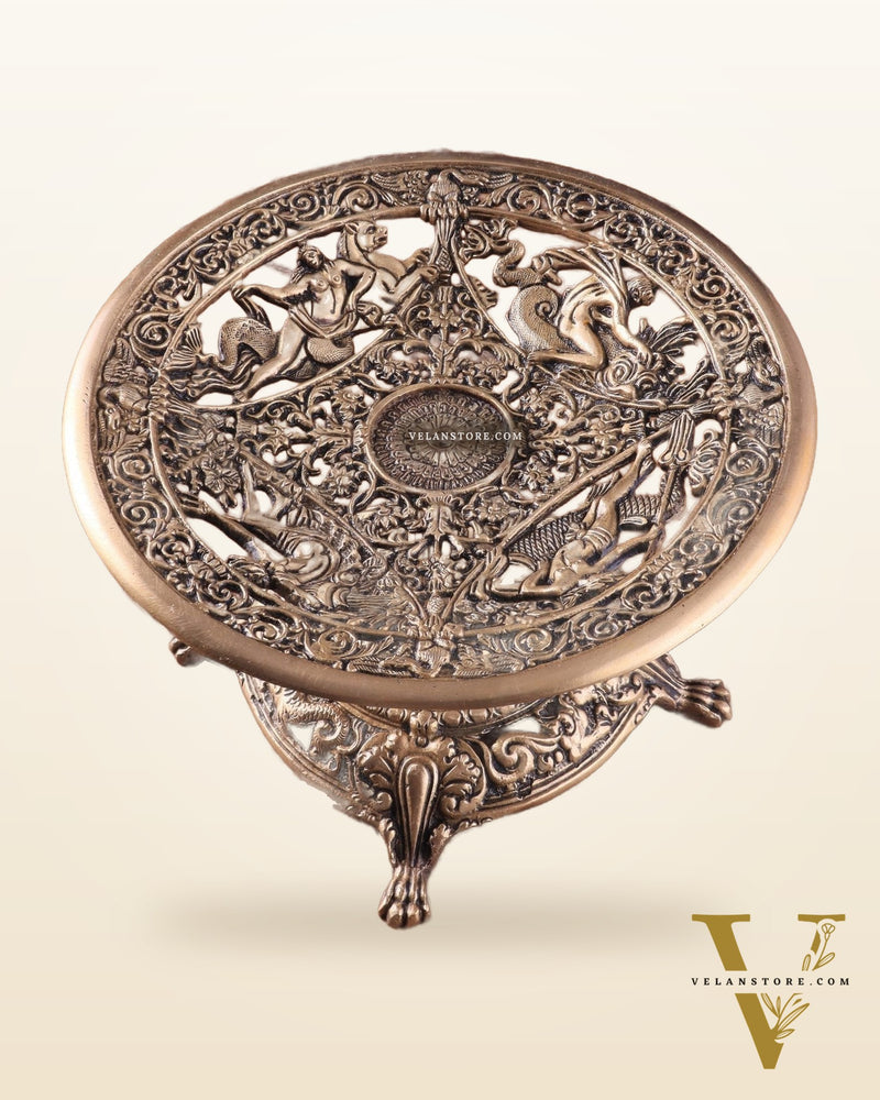 Elegant Pure Brass Fruit bowl with Stand for Table Tops