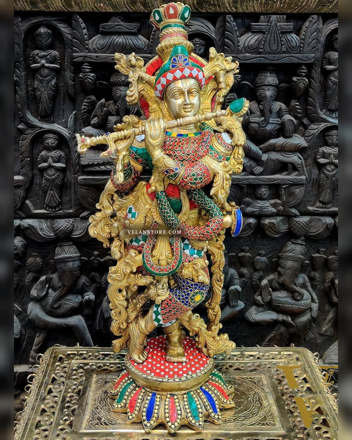 Elegant Pure Brass Lord Krishna Statue - 26 Inch