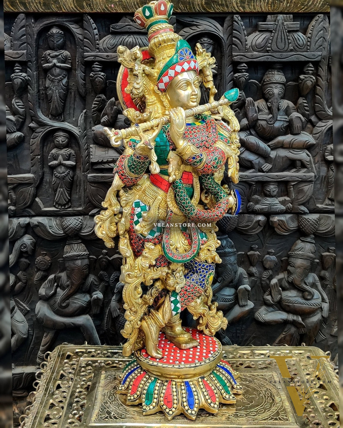 Elegant Pure Brass Lord Krishna Statue - 26 Inch