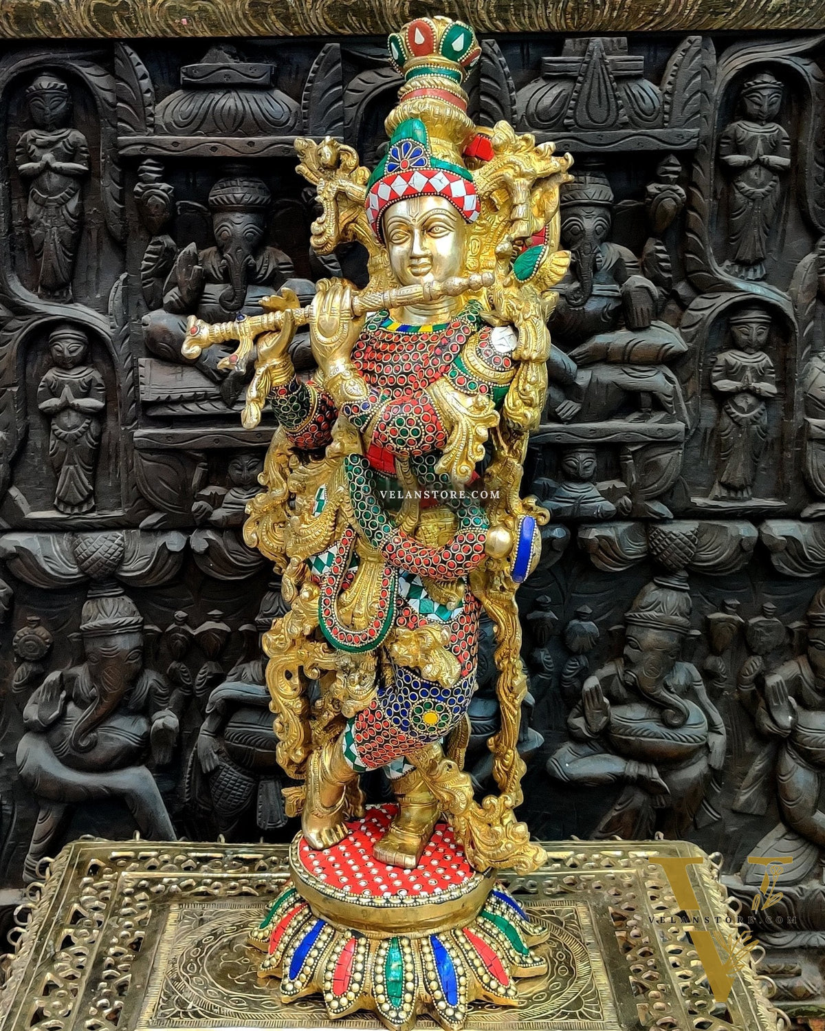 Elegant Pure Brass Lord Krishna Statue - 26 Inch
