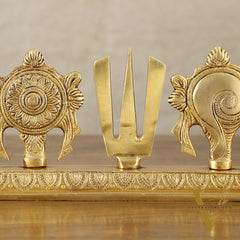 Elegant Pure Brass Shankh Chakra Namah Symbol – 4 Inch Height