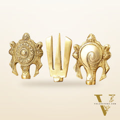 Elegant Pure Brass Shankh Chakra Namah Symbol – 4 Inch Height