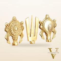 Elegant Pure Brass Shankh Chakra Namah Symbol – 4 Inch Height
