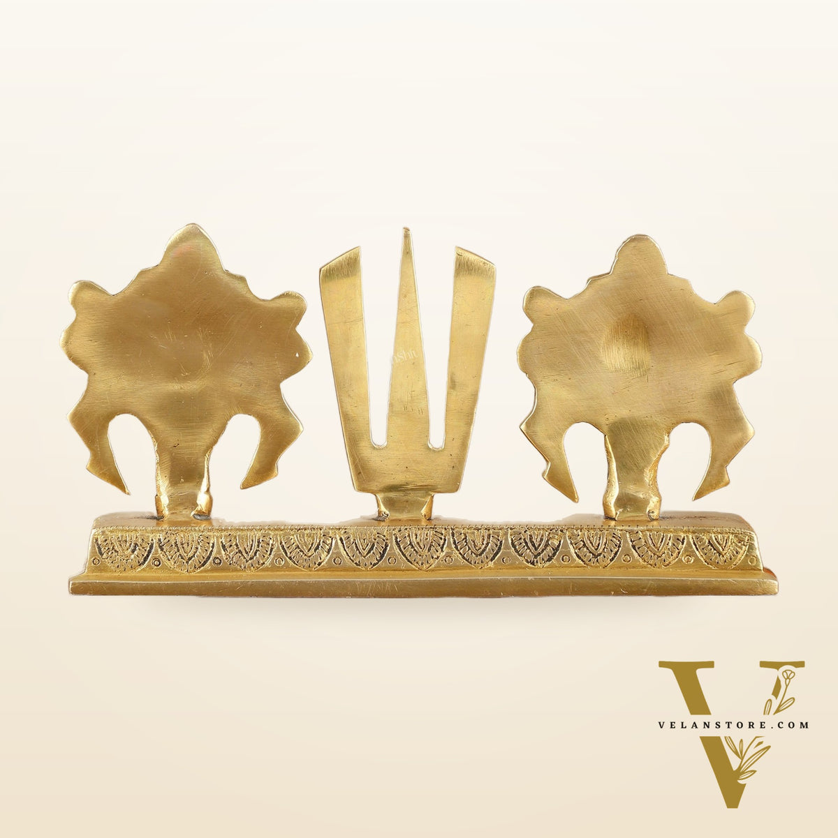 Elegant Pure Brass Shankh Chakra Namah Symbol – 4 Inch Height