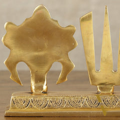 Elegant Pure Brass Shankh Chakra Namah Symbol – 4 Inch Height