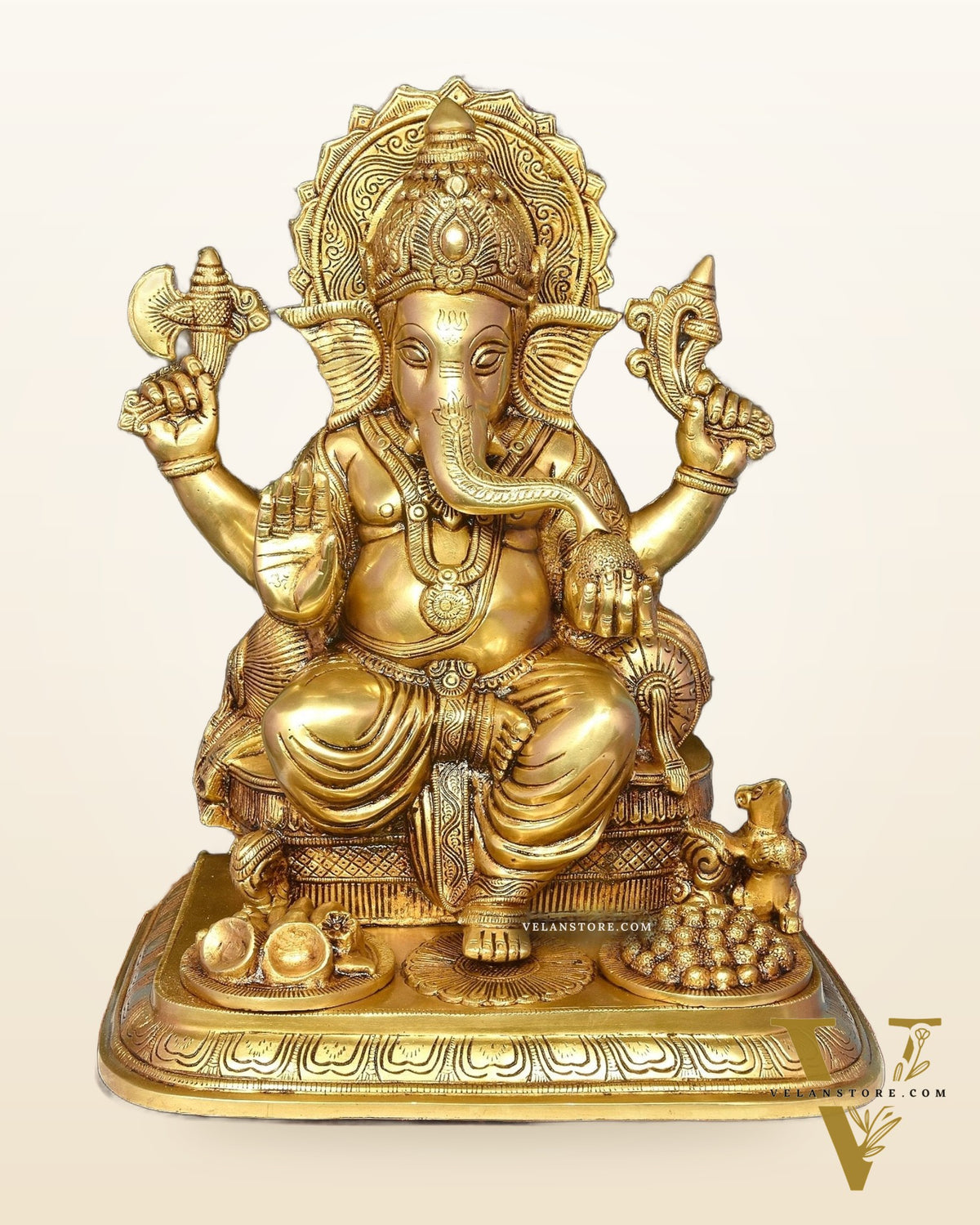 Elegant Pure Brass Superfine Lord Ganesha Statue - 17"