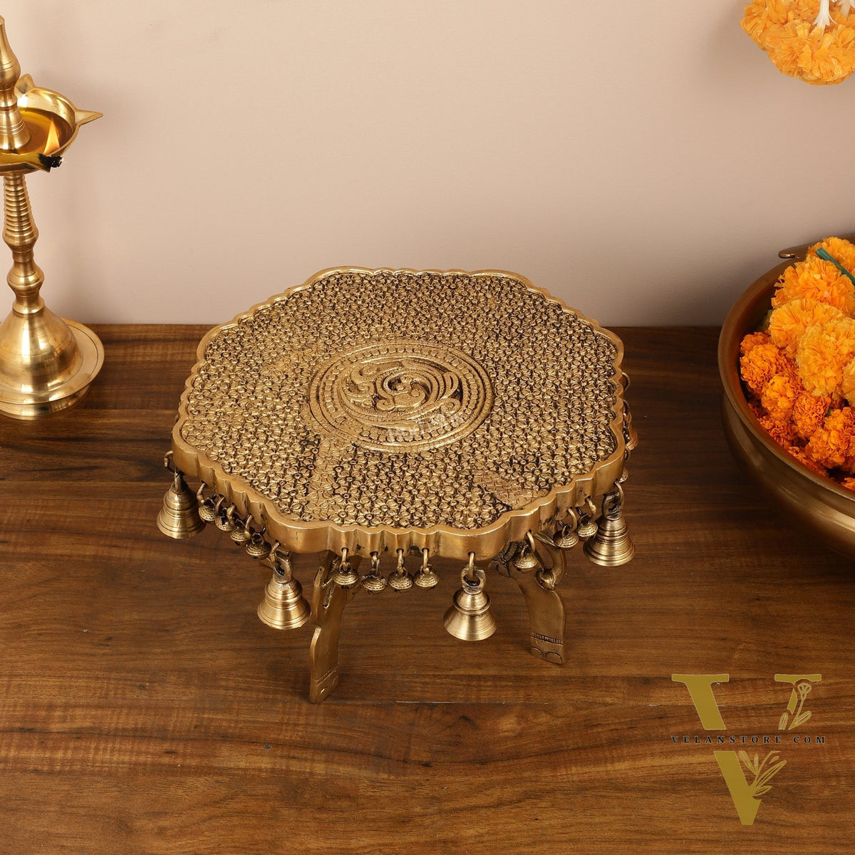 Elephant brass chowki 12 inch