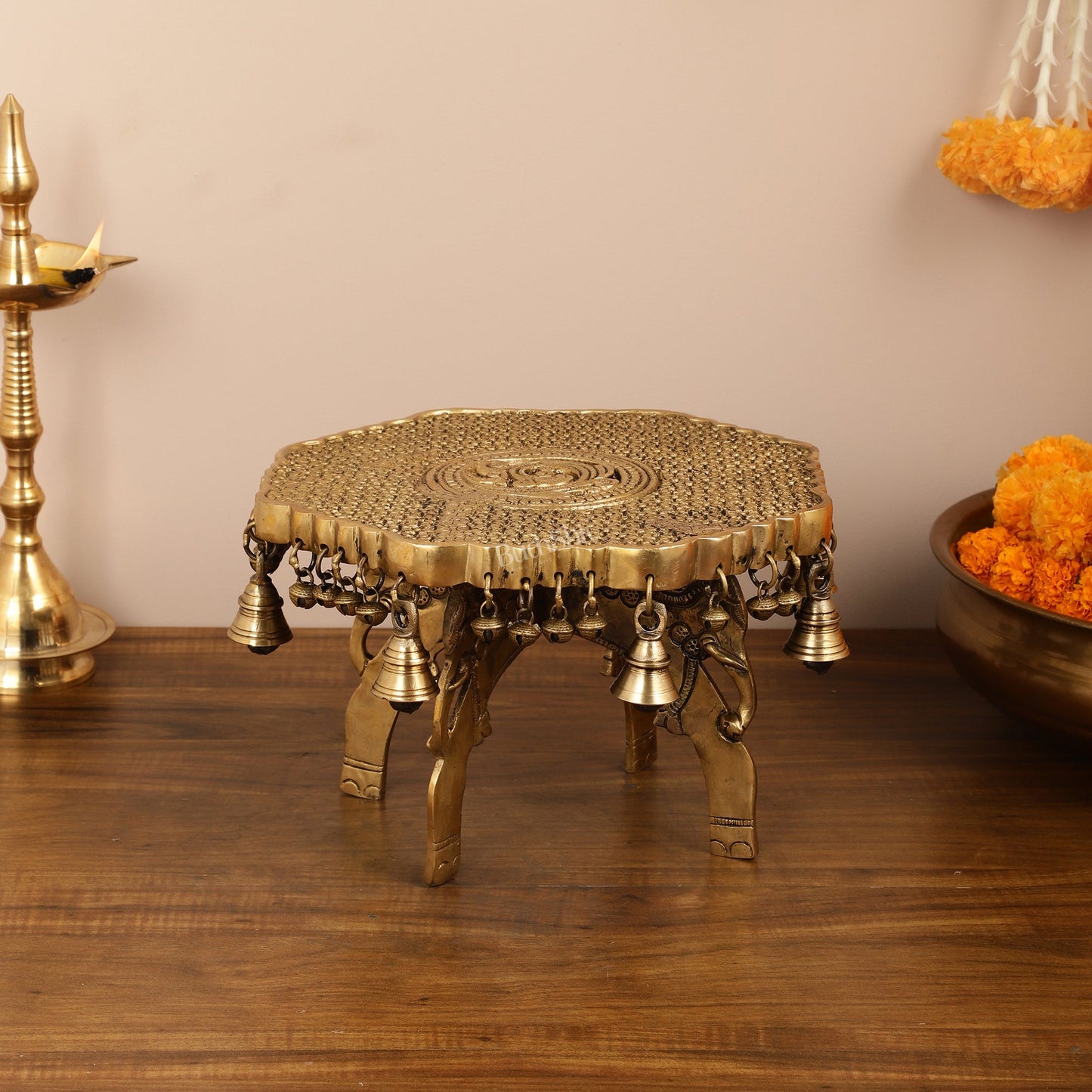 Elephant brass chowki 12 inch