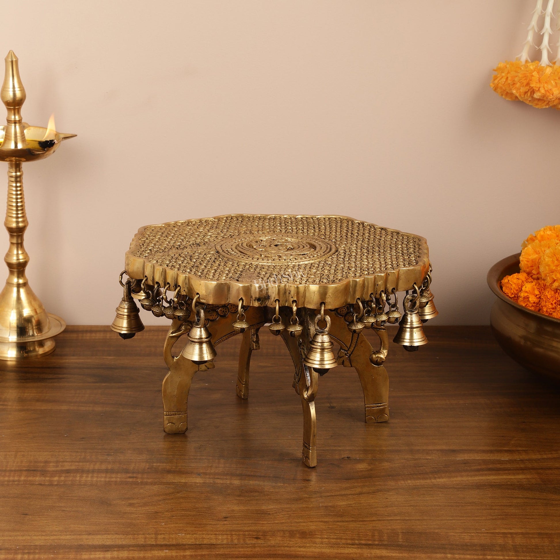 Elephant brass chowki 12 inch