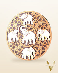 Elephants 3D Wooden Wall Hanging with Glass Frame