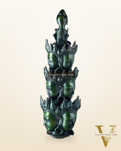Eleven-Headed Eight-Armed Avalokiteshvara Statue in Brass – Antique Green Patina, 23.2"