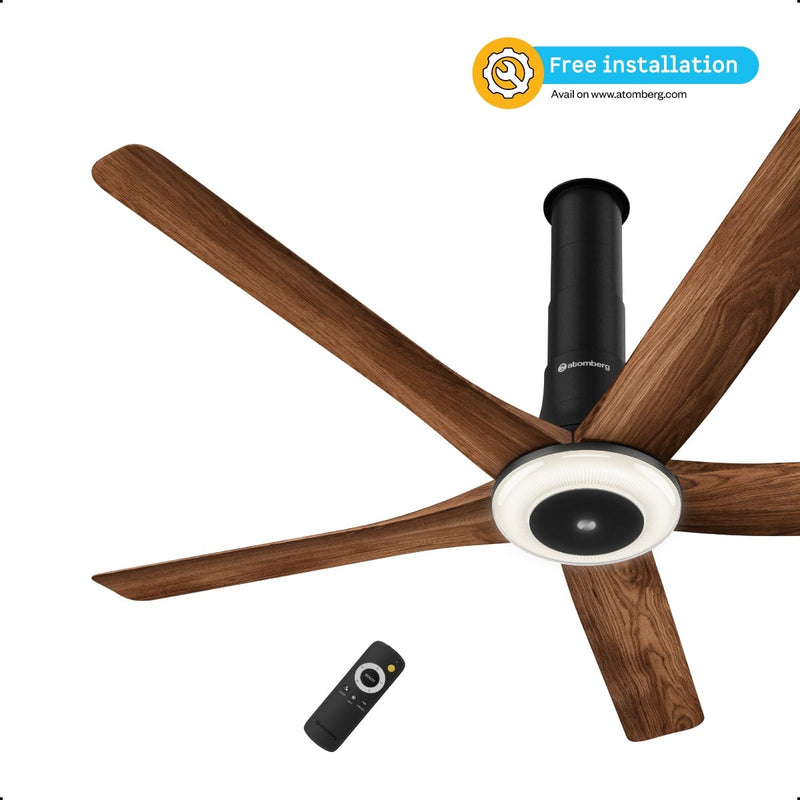 atomberg Emperion Magna Smart 1280mm BLDC Ceiling Fan with IoT & Remote | BEE 5-Star | 280 CMM Air Delivery | 12W LED Underlight | Silent Operation | 5 Year Warranty (Amber Light Teak (Wooden))