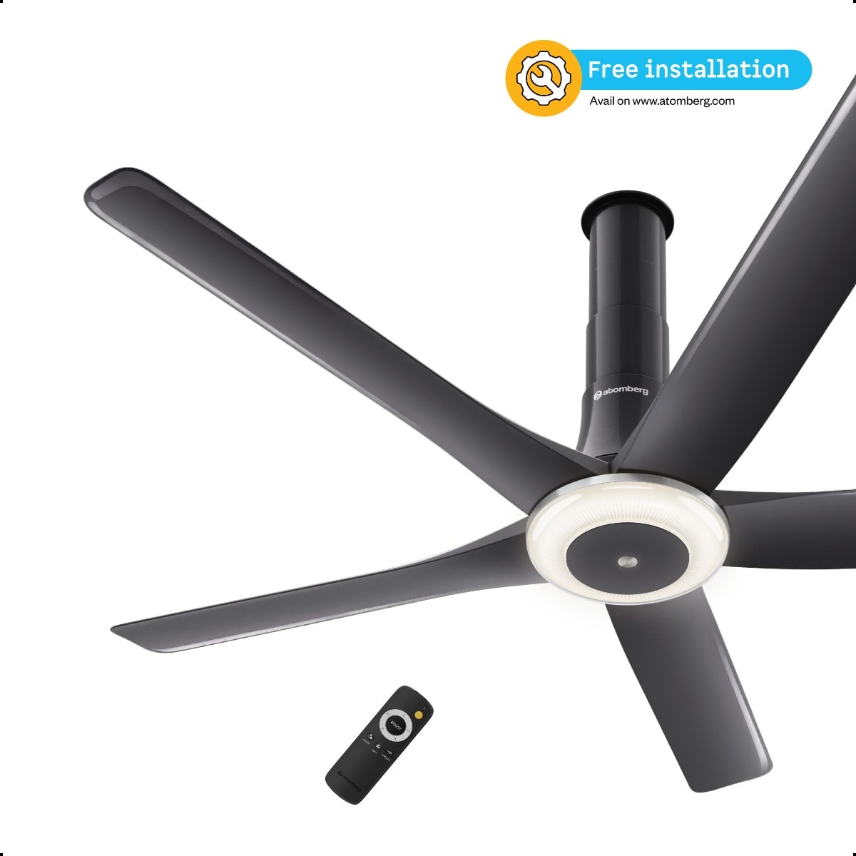 atomberg Emperion Magna Smart 1280mm BLDC Ceiling Fan with IoT & Remote | BEE 5-Star | 280 CMM Air Delivery | 12W LED Underlight | Silent Operation | 5 Year Warranty (Lava Grey (Gloss Metallic))