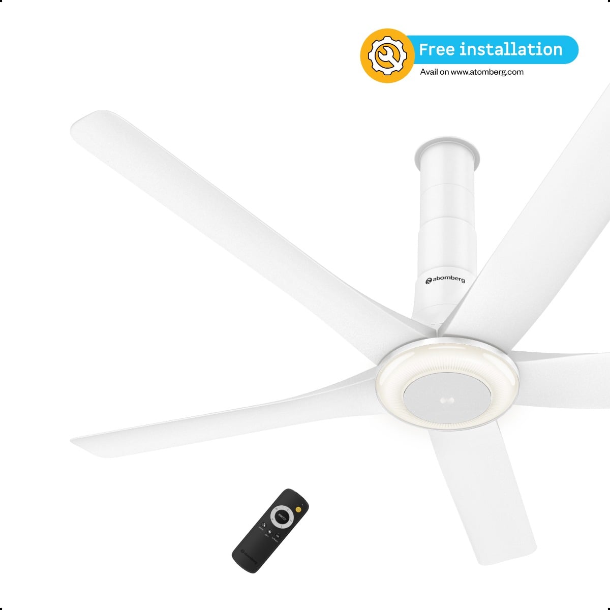 atomberg Emperion Magna Smart 1280mm BLDC Ceiling Fan with IoT & Remote | BEE 5-Star | 280 CMM Air Delivery | 12W LED Underlight | Silent Operation | 5 Year Warranty (Pearl White (Matte Metallic))