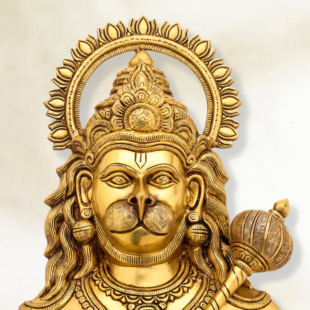 Brass Hanuman Wall Hanging (14 Inch)