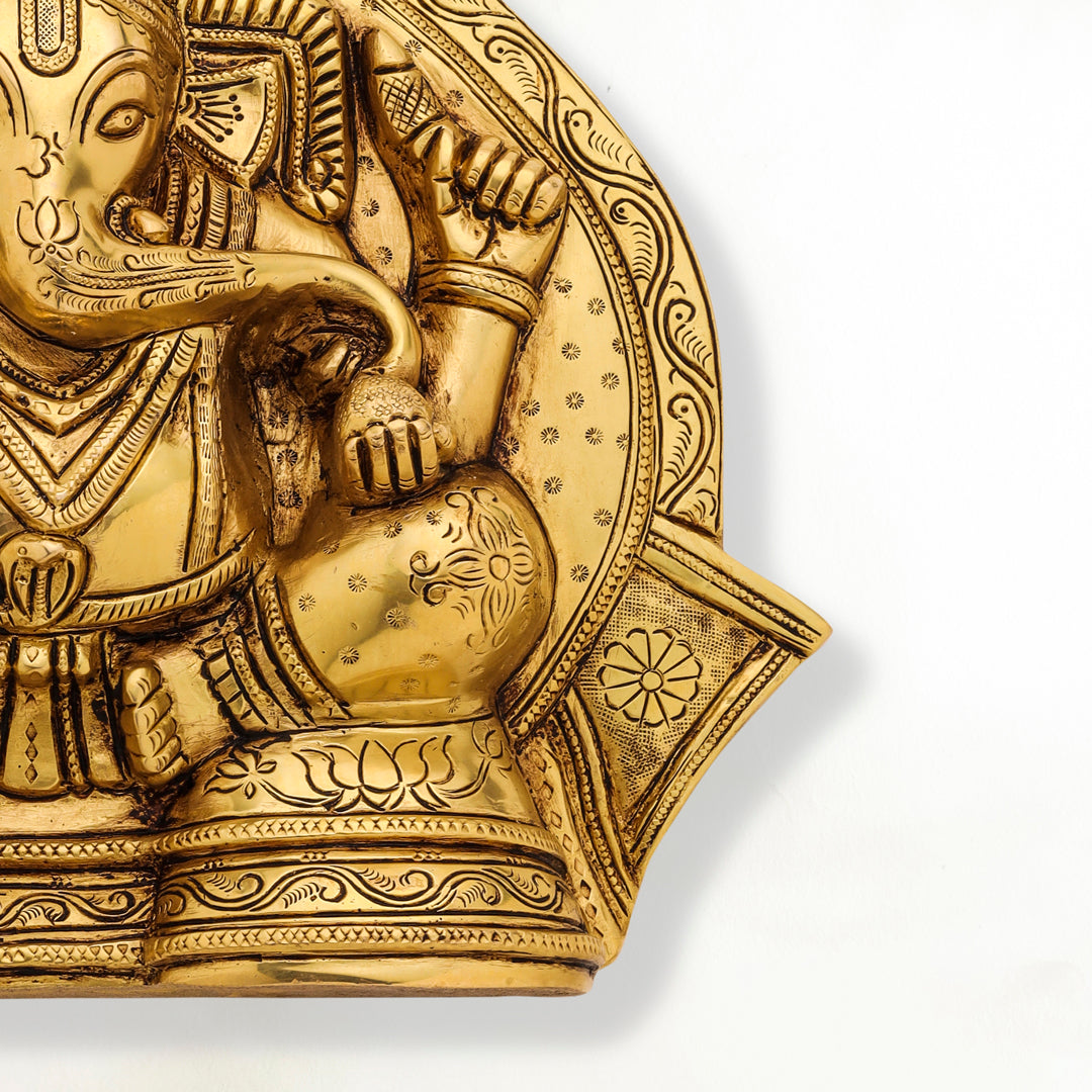 Brass Coconut Ganesha Wall Hanging (11.5 Inch)