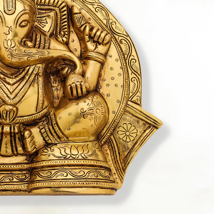 Brass Coconut Ganesha Wall Hanging (11.5 Inch)