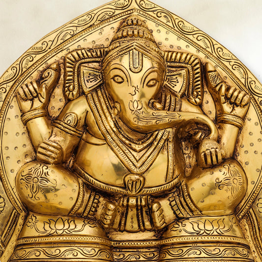 Brass Coconut Ganesha Wall Hanging (11.5 Inch)