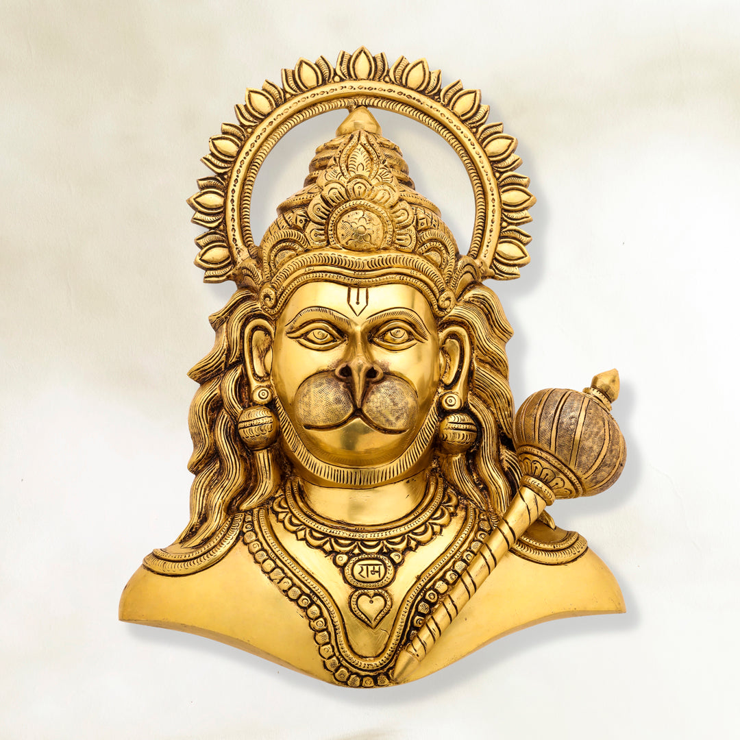Brass Hanuman Wall Hanging (14 Inch)