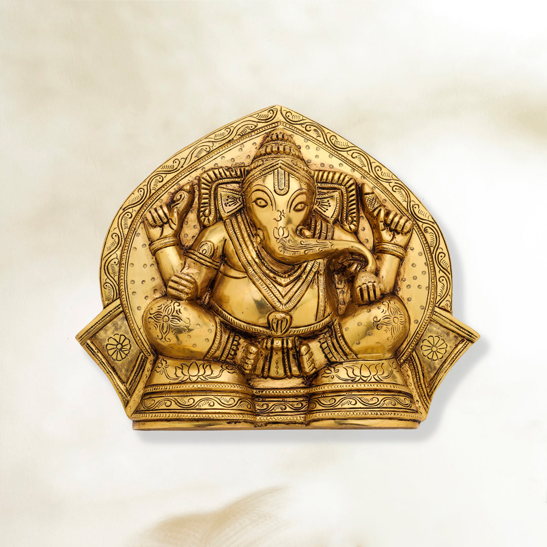 Brass Coconut Ganesha Wall Hanging (11.5 Inch)