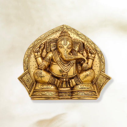 Brass Coconut Ganesha Wall Hanging (11.5 Inch)