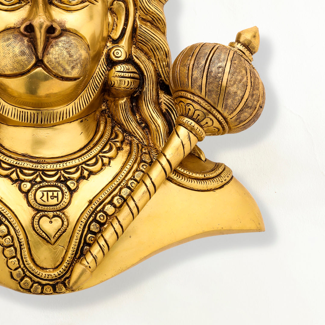 Brass Hanuman Wall Hanging (14 Inch)