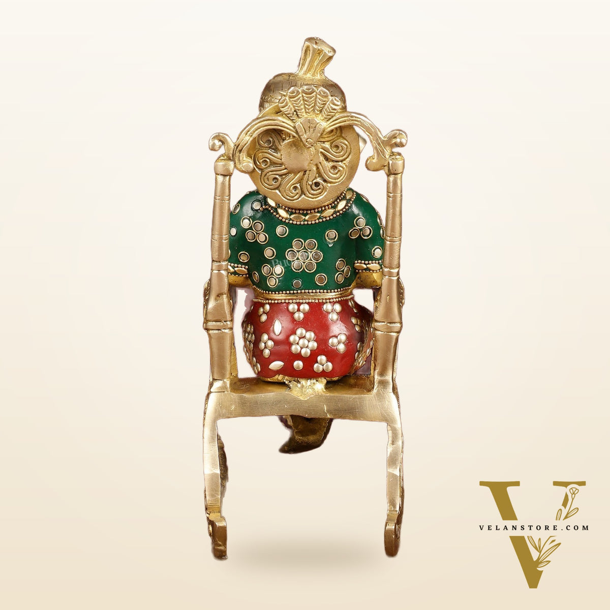 Enchanting 11-Inch Pure Brass Reading Ganesha on Rocking Chair Idol