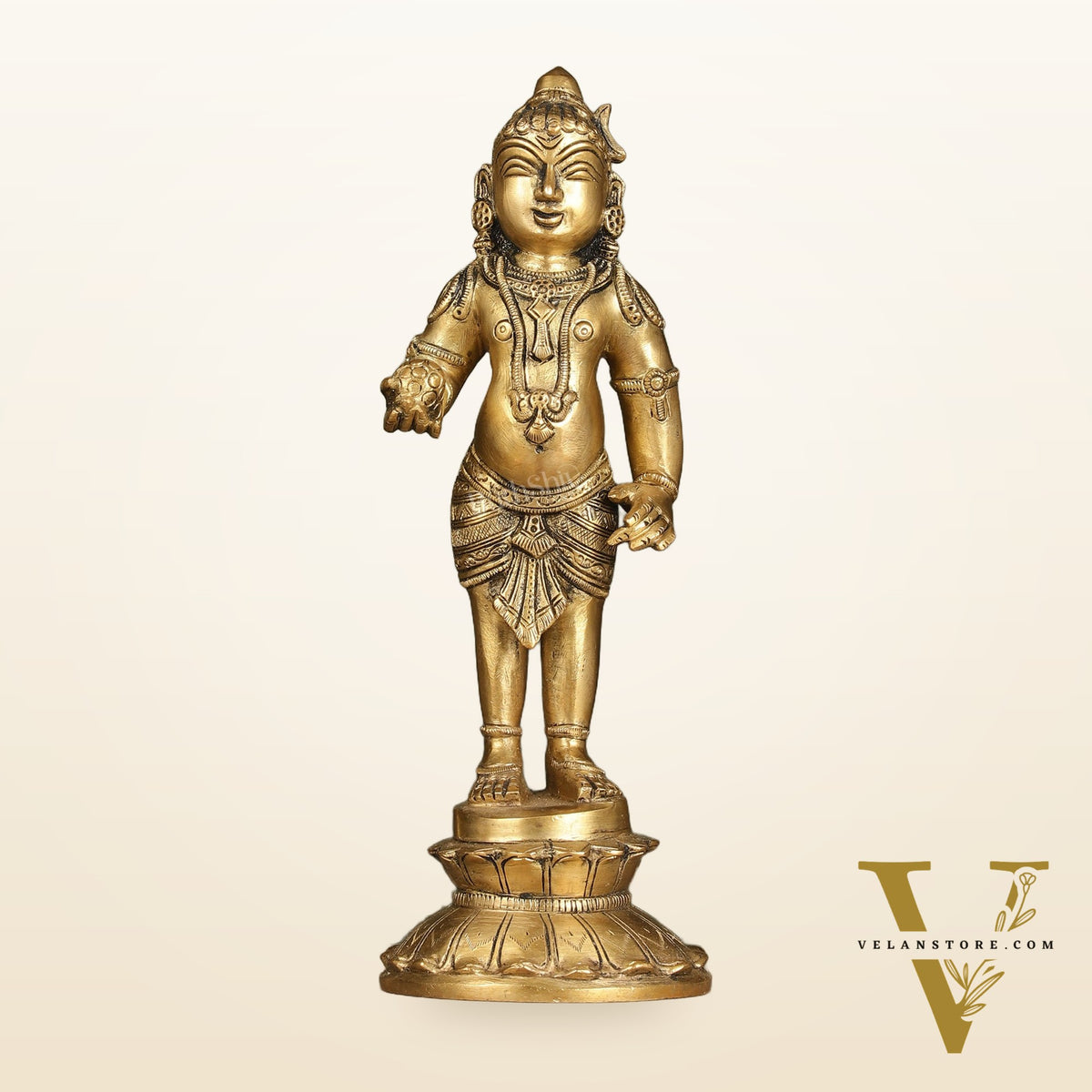 Enchanting Brass Superfine Standing Laddu Gopala Statue - 12 inch